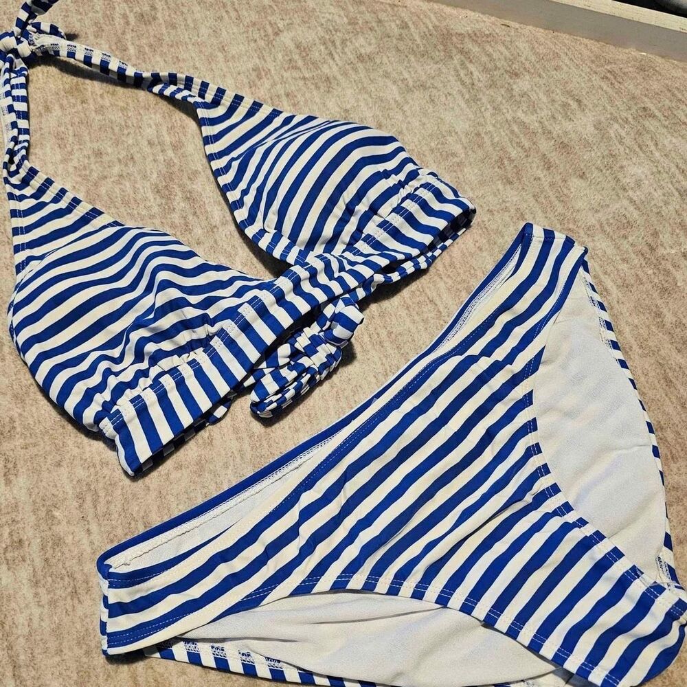 Nautica Women's White and Blue Bikinis-and-tankini-sets